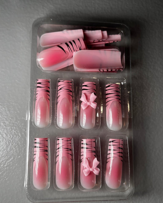 Pink Ombré Zebra Bow Set